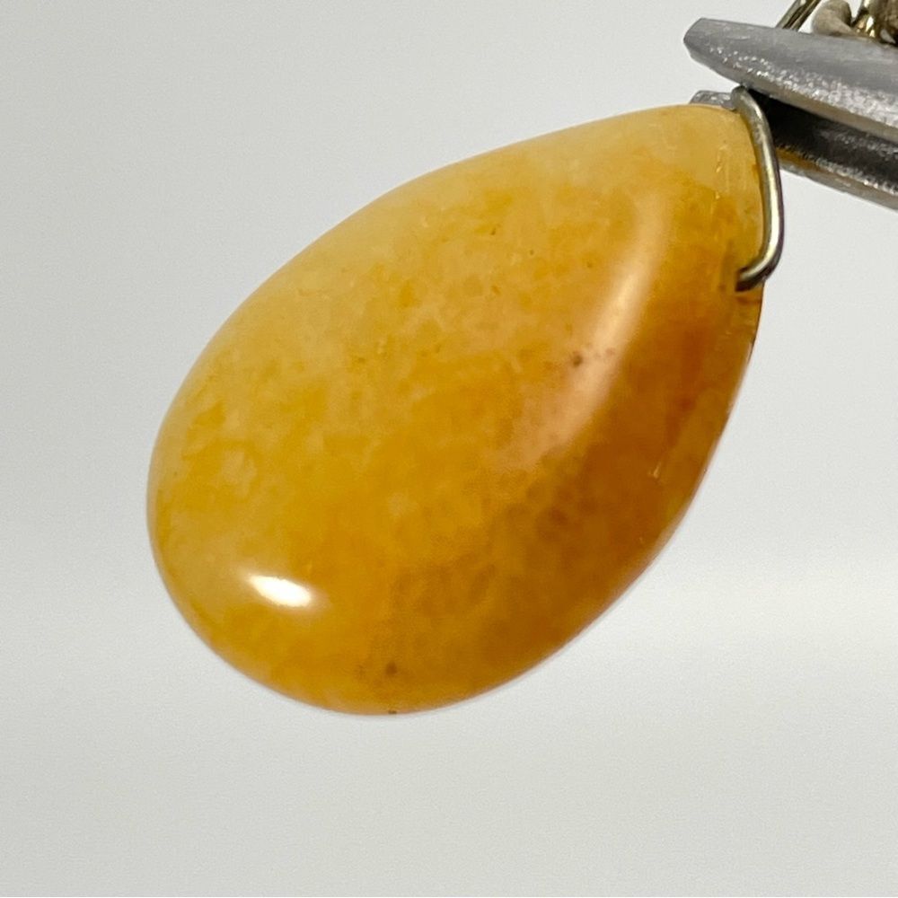 Yellow Jade Tear Drop Statement Dangle Earrings B… - image 2